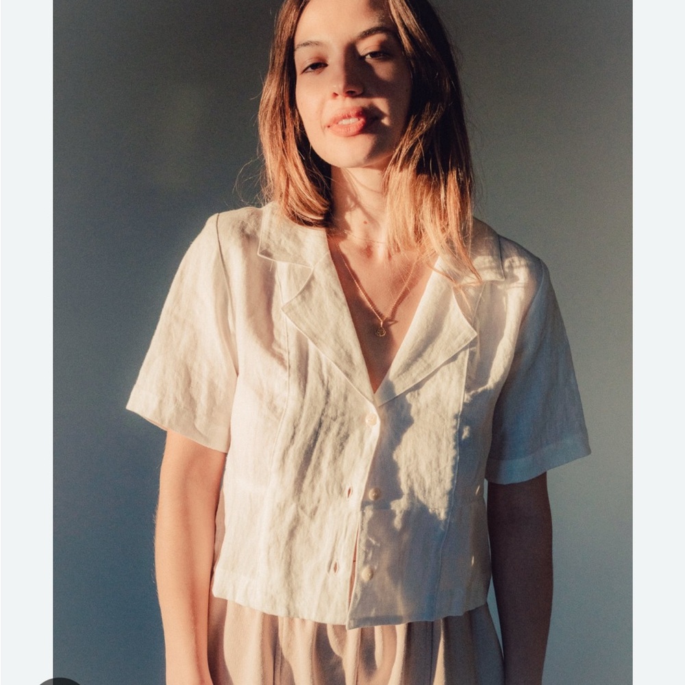 Ilana kohn Oliver linen shirt medium white cream